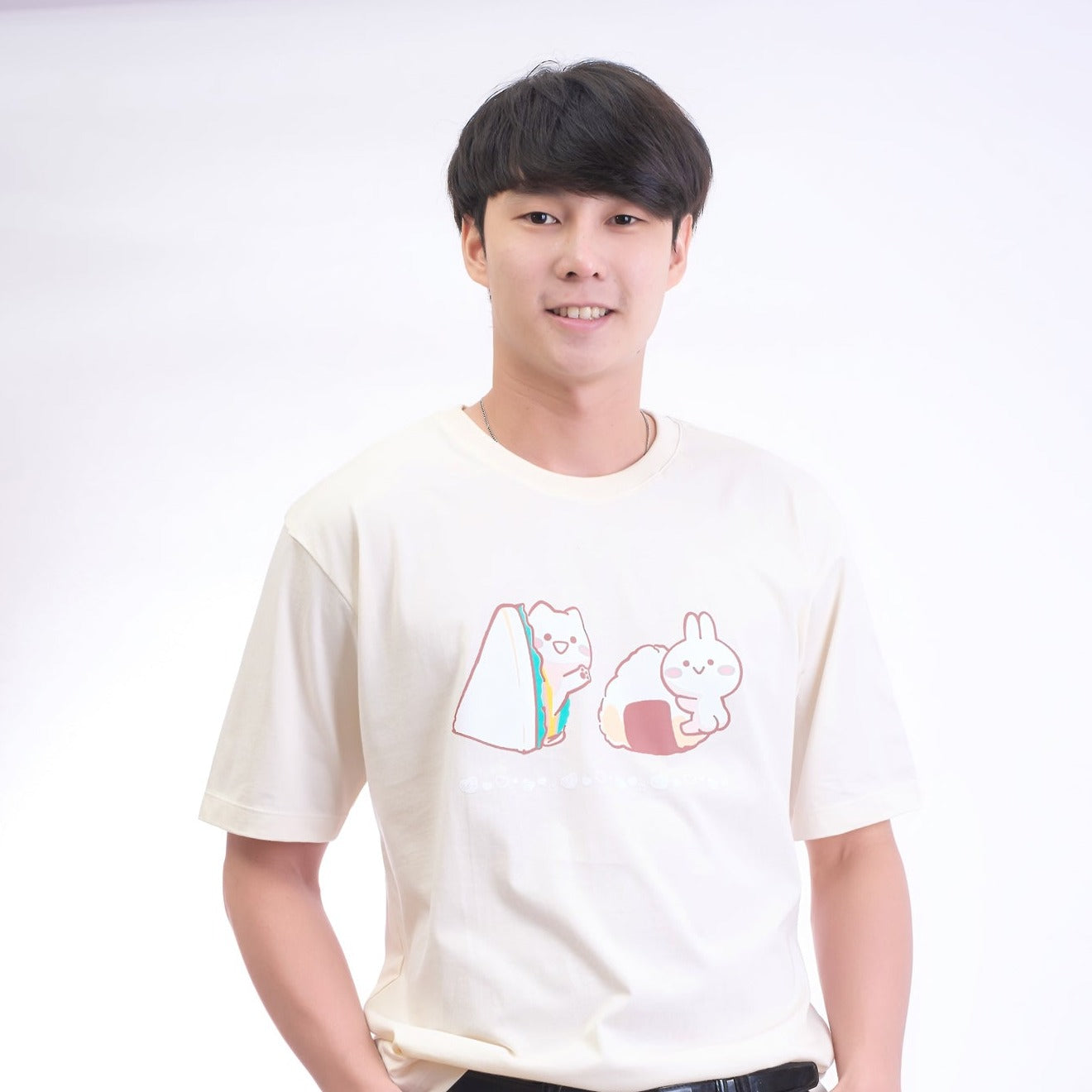 T-Shirt Mimi Neko Onigiri Cream
