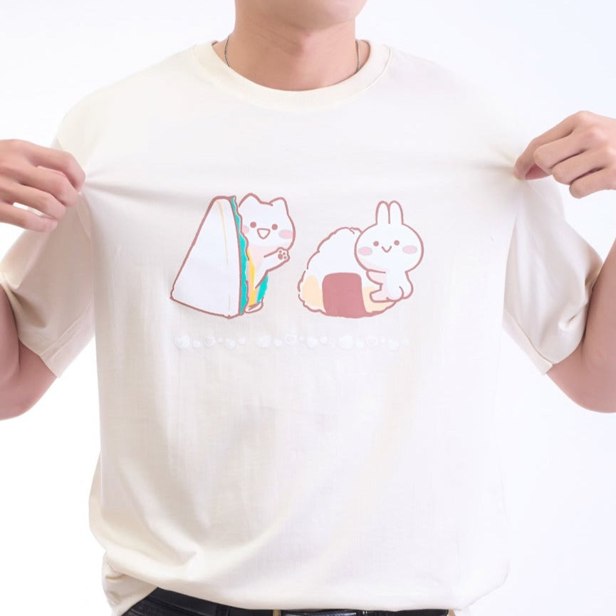 T-Shirt Mimi Neko Onigiri Cream