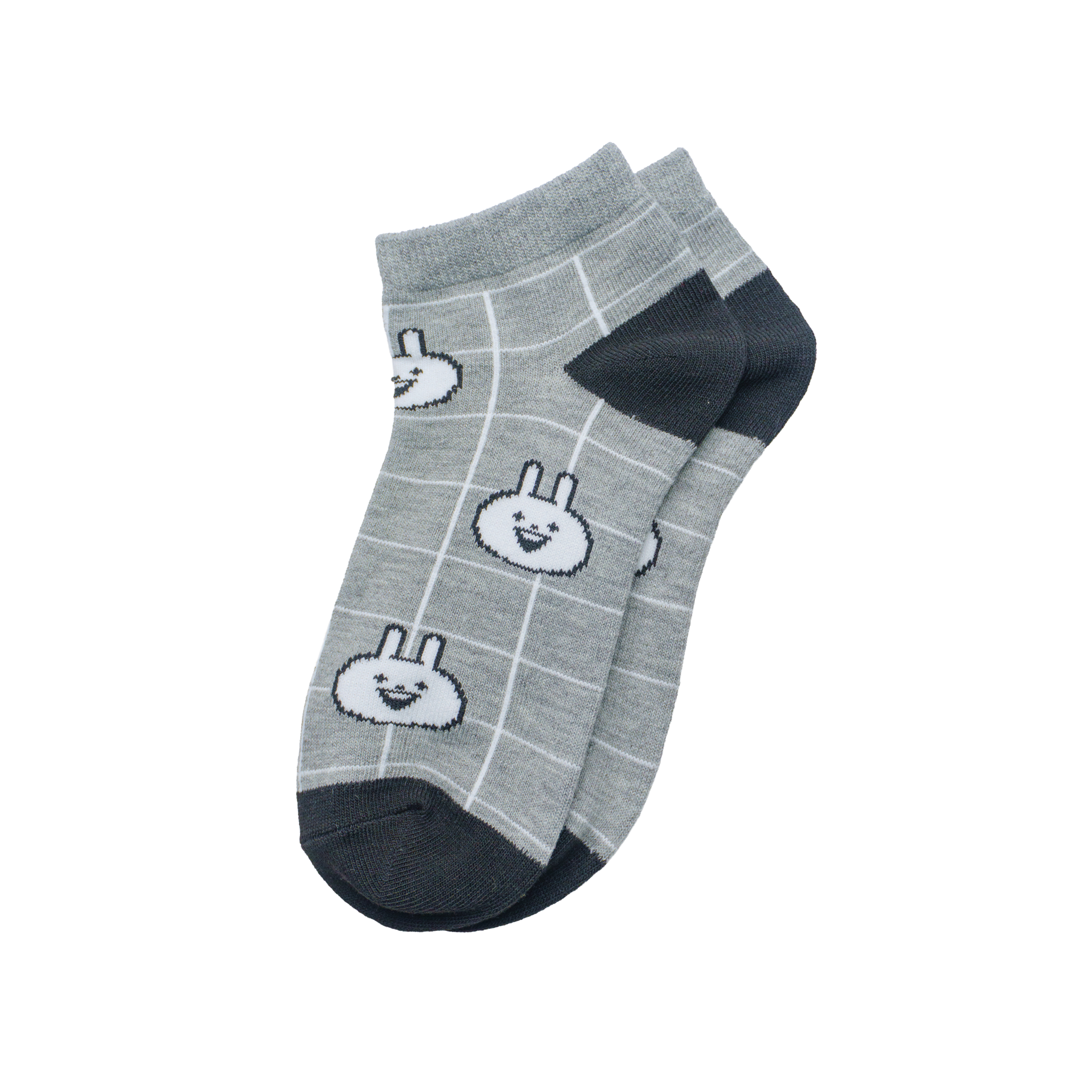 Usagyuuun Smile Face Short Sock Grey