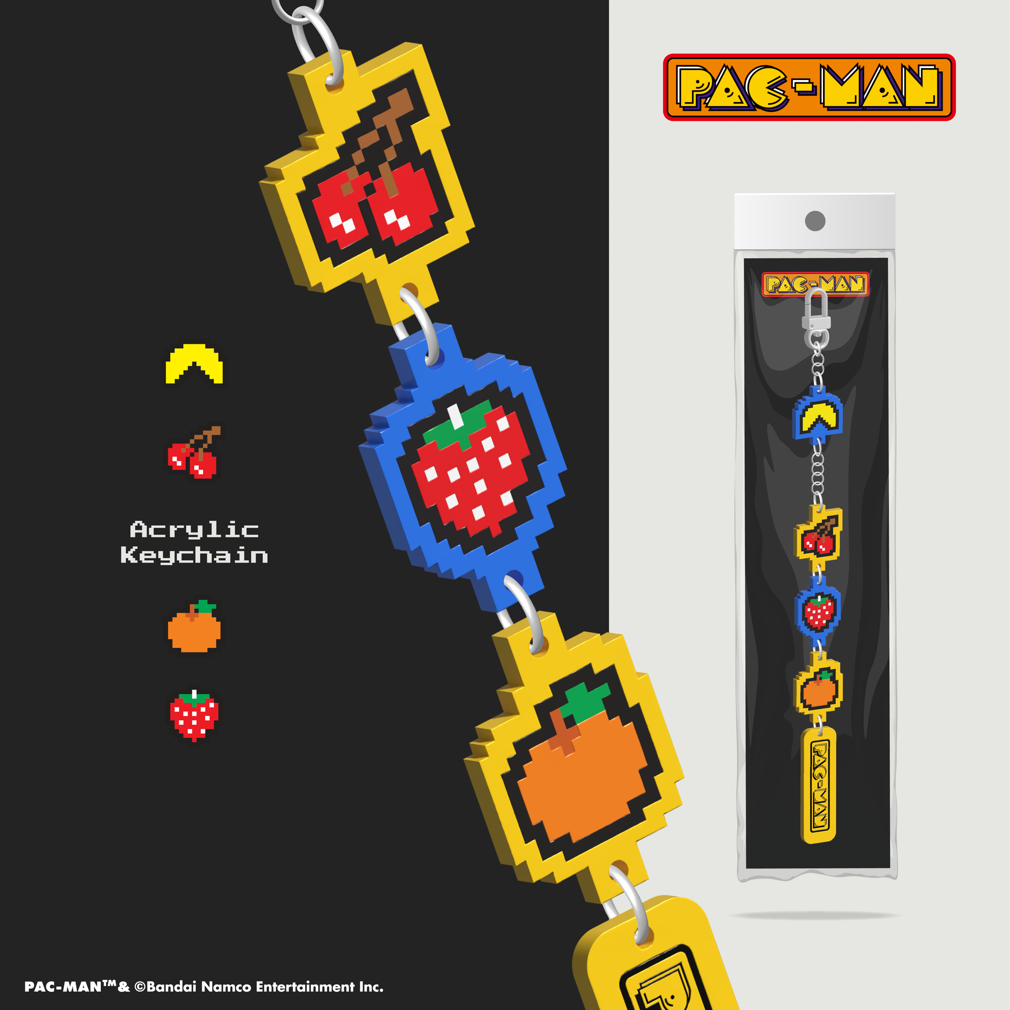 [Pre-order] Pac-man keychain fruits