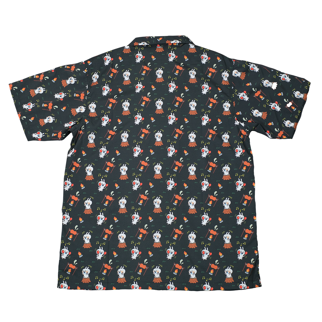 Usagyuuun camping Hawaii shirt [Black]