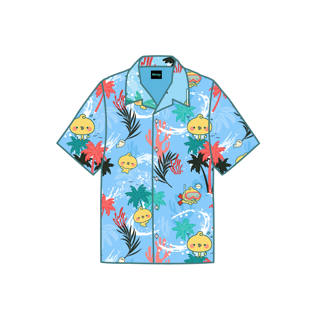 Shirt Hawaii Piyomaru Songkran Blue Sea